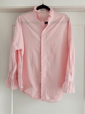 Alex Mill Easy Light Pink Ruffled Collar Button-Down Shirt Oversized Medium